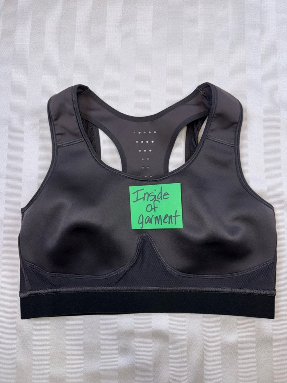 Fabletics Elsie High Impact Sports Bra in Mid-Grey/Phantom Size: Medium - Picture 7 of 9